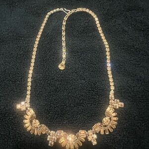 Vintage 1950s Sherman Necklace Crystal gold colour clear